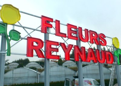 Vos enseignes néons à Lyon: Enseigne lumineuse avec néons pour Fleurs Reynaud (42) par SES (Grigny-Lyon)