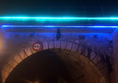 Vos enseignes à Lyon: Pont du Bourbonnais éclairage tubes haute tension par SES ( Grigny - Lyon)