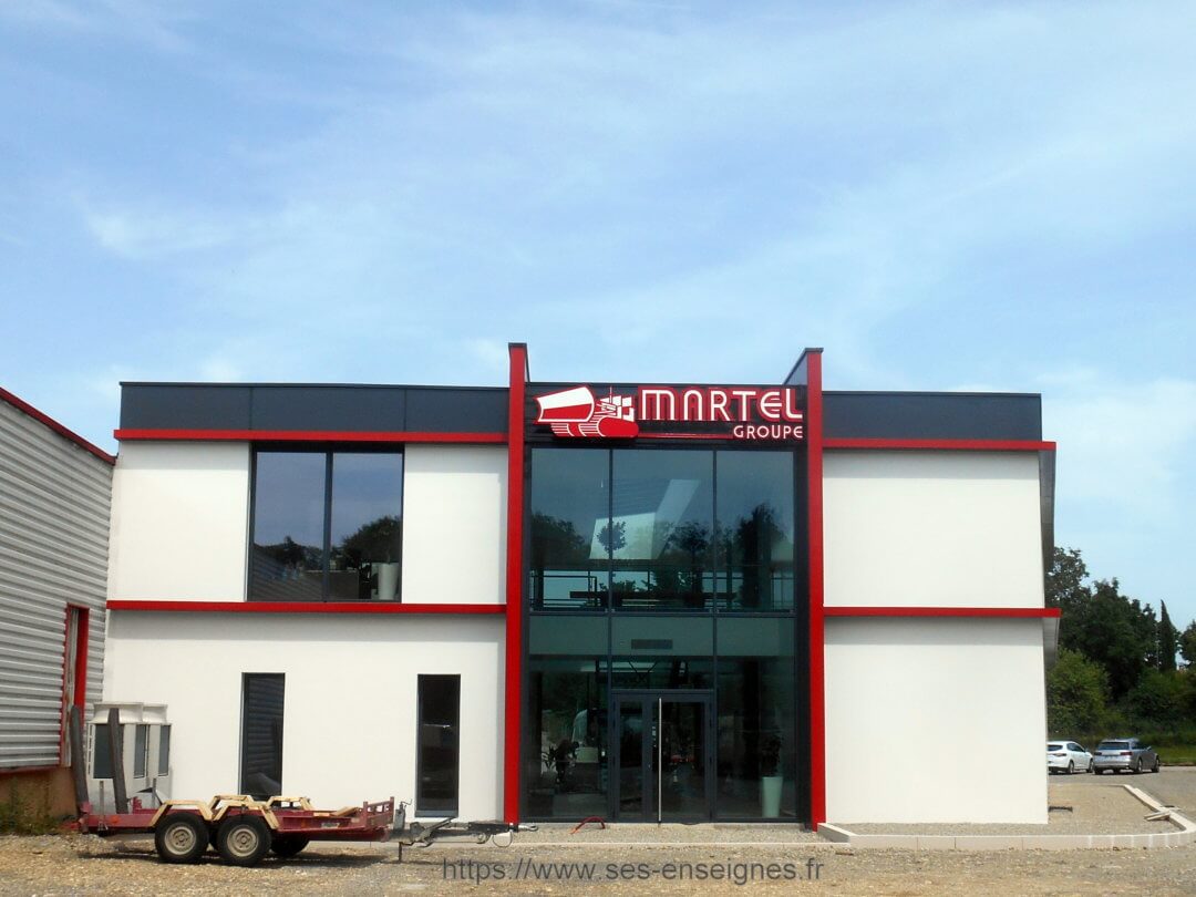 Enseigne Grand Format Lumineuse Lyon SES Grigny Fabrication et installation enseignes Lyon pour Groupe Martel